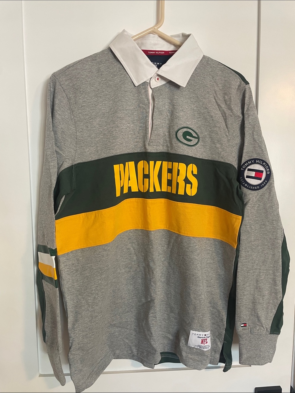 Tommy Hilfiger x Green Bay Packers Gray Rugby Shirt - Yellow/Green Stripe